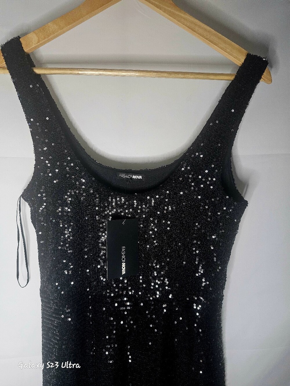 Fashion Nova Black Sequin Strapless Dress/
